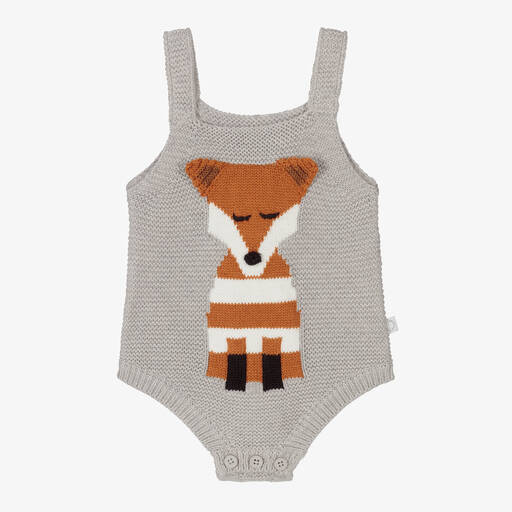 Stella McCartney Kids-Baby Grey Knitted Fox Shortie | Childrensalon Outlet