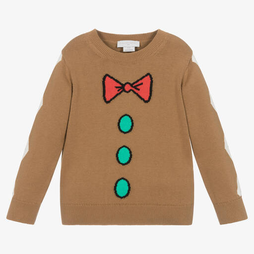 Stella McCartney Kids-Lebkuchen-Baumwollstrickpulli Beige | Childrensalon Outlet