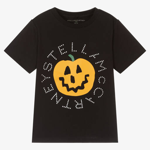 Stella McCartney Kids-تيشيرت قطن جيرسي عضوي لون أسود | Childrensalon Outlet