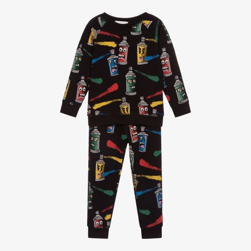 Stella McCartney Kids-Black Organic Cotton Tracksuit | Childrensalon Outlet