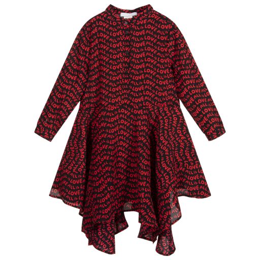 Stella McCartney Kids-Seidenkleid in Schwarz und Rot | Childrensalon Outlet