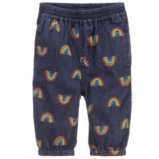Stella McCartney Kids-Blue Chambray Rainbow Trousers | Childrensalon Outlet