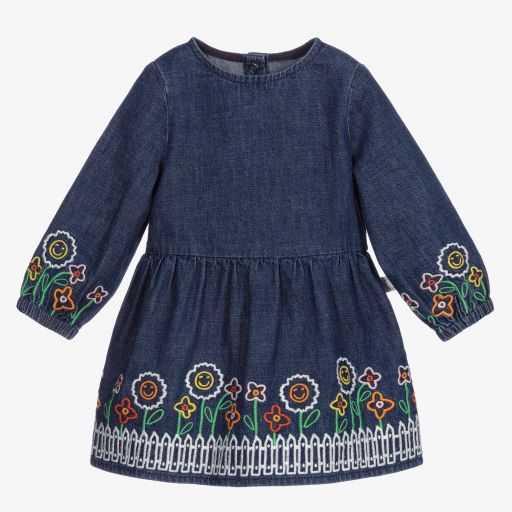 Stella McCartney Kids-فستان قطن دنيم لون أزرق | Childrensalon Outlet