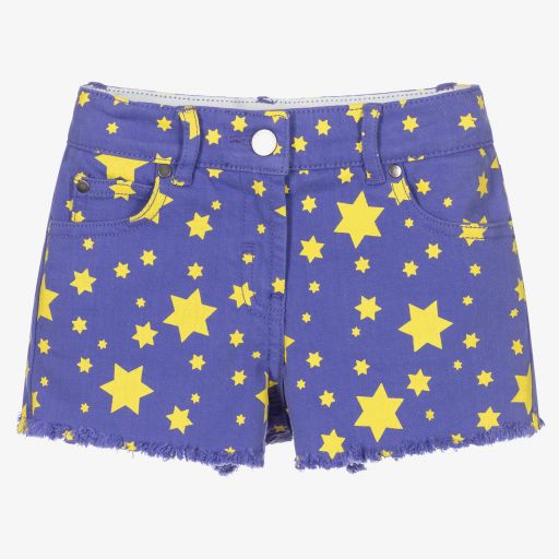 Stella McCartney Kids-Синие джинсовые шорты с тематическим принтом | Childrensalon Outlet