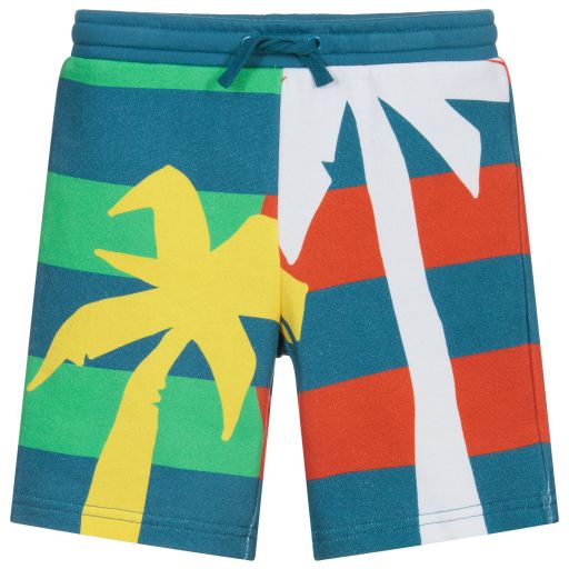 Stella McCartney Kids-Blue & Green Striped Shorts | Childrensalon Outlet