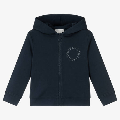 Stella McCartney Kids-توب هودي بسحّاب قطن عضوي لون كحلي | Childrensalon Outlet