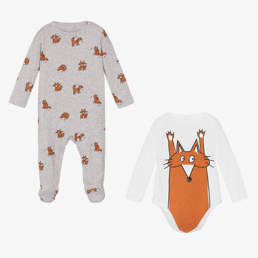 Stella McCartney Kids-طقم هدية بيبي غرو قطن جيرسي لون رمادي للمواليد | Childrensalon Outlet