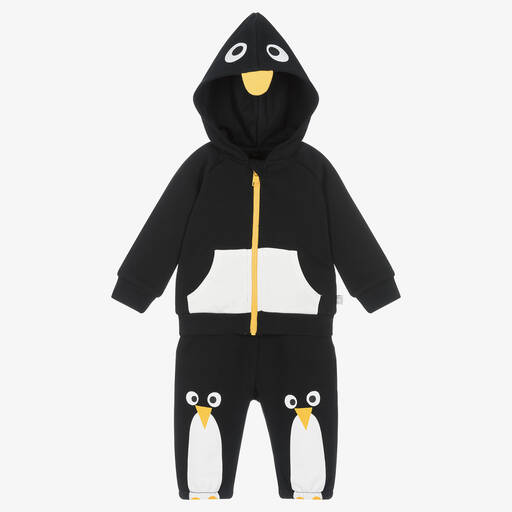 Stella McCartney Kids-Survêtement noir en coton pingouin | Childrensalon Outlet
