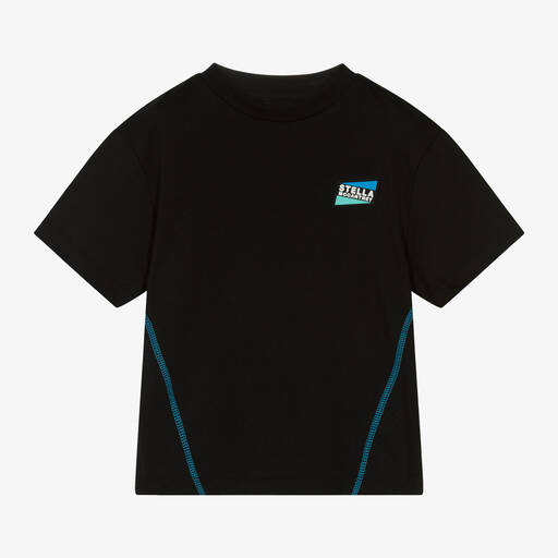 Stella McCartney Kids-Boys Black Cotton Sports T-Shirt | Childrensalon Outlet