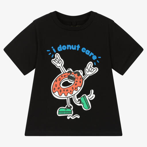 Stella McCartney Kids-Boys Black Organic Cotton Cartoon T-Shirt  | Childrensalon Outlet