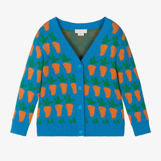 Stella McCartney Kids-Boys Blue Carrot Knit Cardigan | Childrensalon Outlet