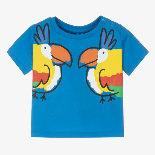 Stella McCartney Kids-Boys Blue Cotton Parrot T-Shirt | Childrensalon Outlet