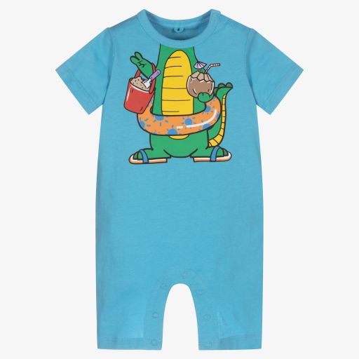 Stella McCartney Kids-Голубой песочник с крокодилом для мальчиков | Childrensalon Outlet