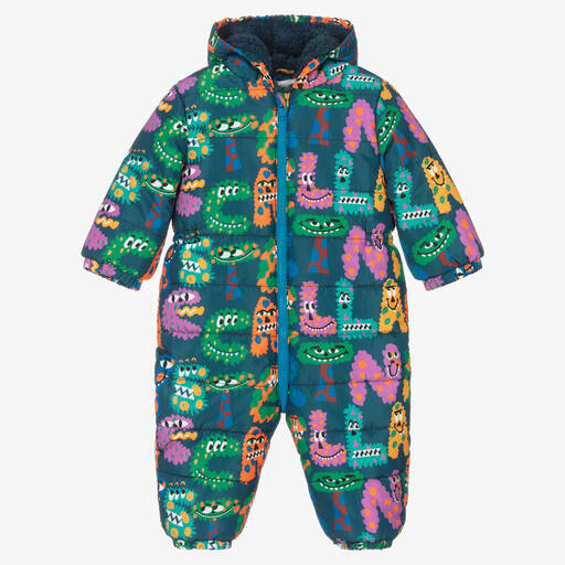 Stella McCartney Kids-Boys Blue Fleece-Lined Monster Snowsuit | Childrensalon Outlet