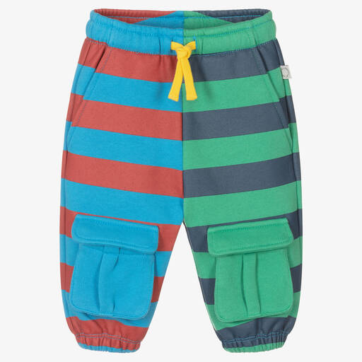 Stella McCartney Kids-Boys Blue & Green Striped Cotton Joggers | Childrensalon Outlet