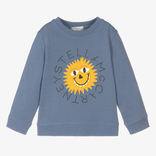 Stella McCartney Kids-Blaues Sonnen-Biobaumwollsweatshirt | Childrensalon Outlet