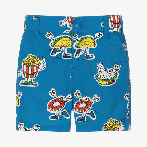 Stella McCartney Kids-Boys Blue Printed Cotton Shorts | Childrensalon Outlet