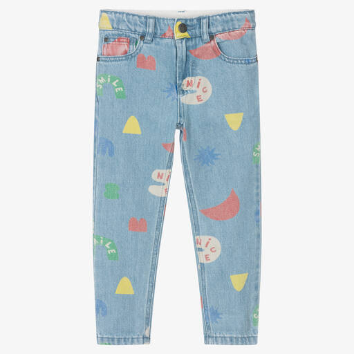 Stella McCartney Kids-Blaue Denim-Jeans mit Formen-Print | Childrensalon Outlet