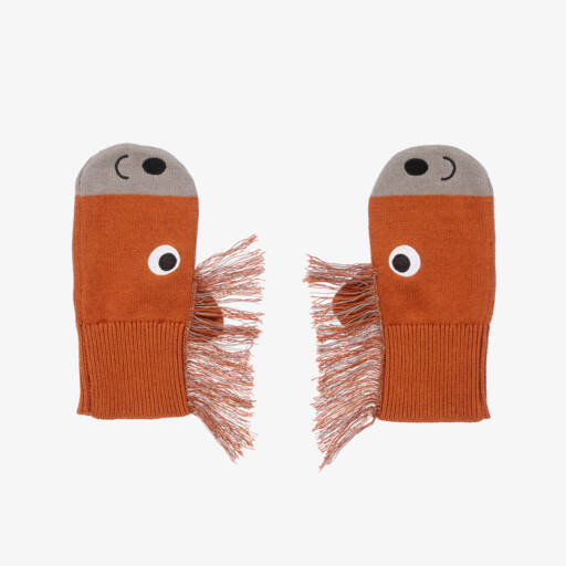 Stella McCartney Kids-Boys Brown Knitted Horse Mittens | Childrensalon Outlet