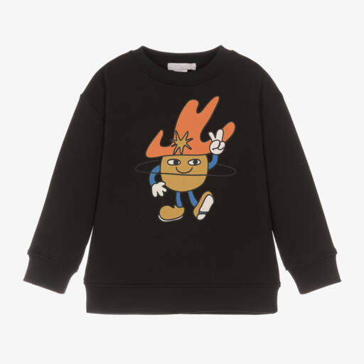 Stella McCartney Kids-سويتشيرت بطبعة كوزميك قطن لون أسود للأولاد | Childrensalon Outlet