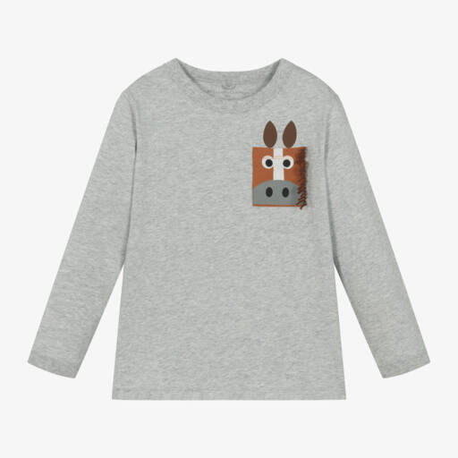 Stella McCartney Kids-Boys Cotton Top with Horse Pocket | Childrensalon Outlet