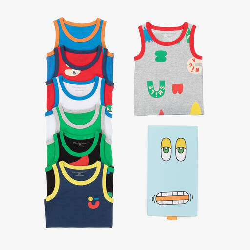 Stella McCartney Kids-Boys Cotton Vests (7 Pack)  | Childrensalon Outlet