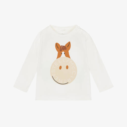 Stella McCartney Kids-Boys Cream Horse Graphic Top | Childrensalon Outlet