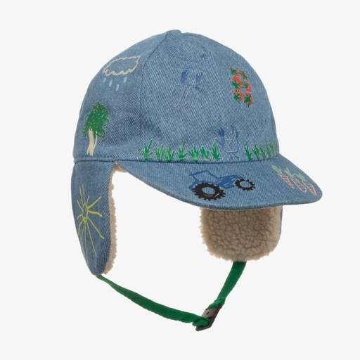 Stella McCartney Kids-Boys Denim Farmyard Deerstalker | Childrensalon Outlet
