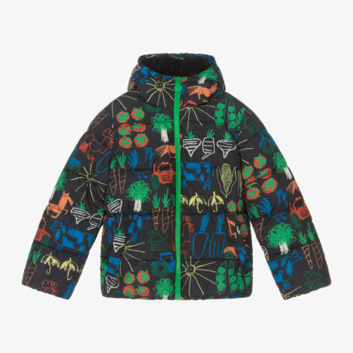 Stella McCartney Kids-جاكيت بافر بطبعة ملونة لون أسود للأولاد | Childrensalon Outlet