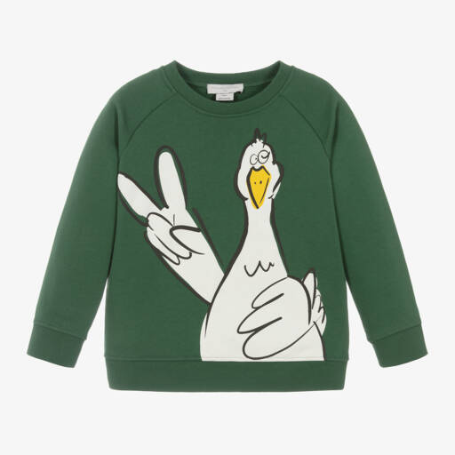 Stella McCartney Kids-Boys Goose Graphic Green Sweatshirt | Childrensalon Outlet