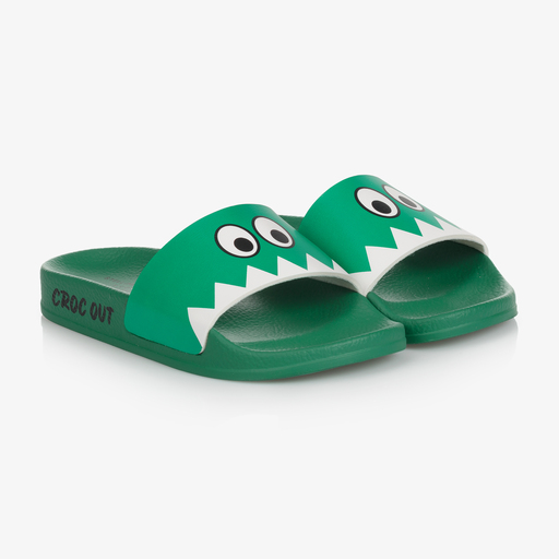 Stella McCartney Kids-Boys Green Crocodile Sliders | Childrensalon Outlet