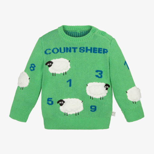 Stella McCartney Kids-Boys Green Sheep Knit Jumper | Childrensalon Outlet