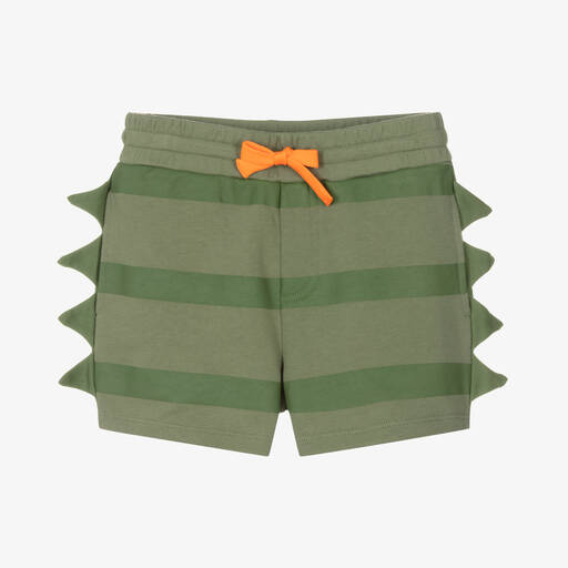 Stella McCartney Kids-Boys Green Striped Cotton Shorts | Childrensalon Outlet