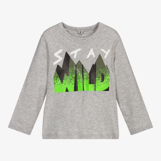 Stella McCartney Kids-Boys Grey Cotton Logo Top | Childrensalon Outlet