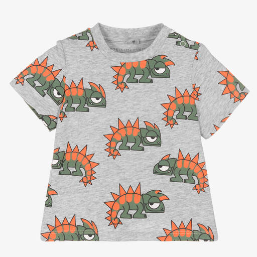 Stella McCartney Kids-Graues T-Shirt mit Gecko-Print (J) | Childrensalon Outlet
