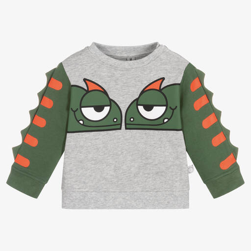 Stella McCartney Kids-Boys Grey & Green Gecko Sweatshirt | Childrensalon Outlet