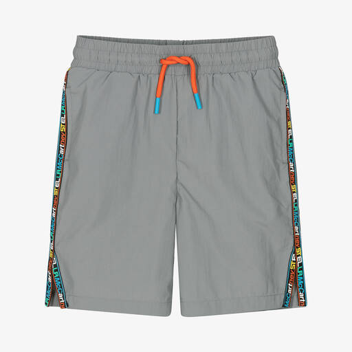 Stella McCartney Kids-Boys Grey Logo Sports Shorts  | Childrensalon Outlet