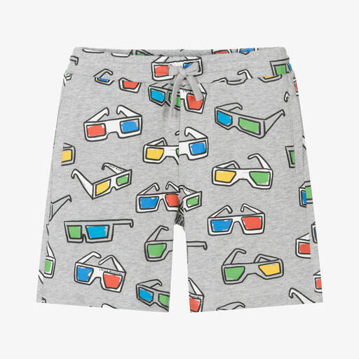 Stella McCartney Kids-Boys Grey Organic Cotton Glasses Shorts | Childrensalon Outlet