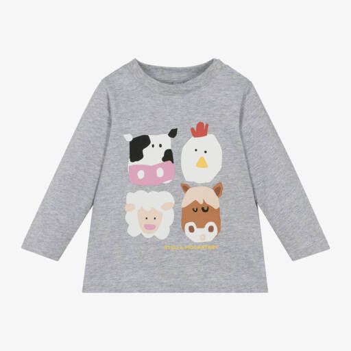 Stella McCartney Kids-Boys Grey Organic Cotton Tee | Childrensalon Outlet