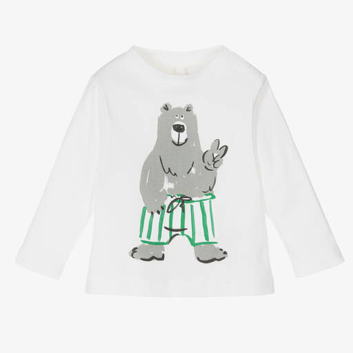 Stella McCartney Kids-Bären-Baumwolloberteil in Elfenbein | Childrensalon Outlet