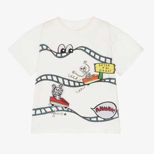 Stella McCartney Kids-Boys Ivory Cotton Funfair T-Shirt | Childrensalon Outlet