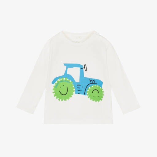 Stella McCartney Kids-Кремовая футболка с трактором для мальчиков | Childrensalon Outlet