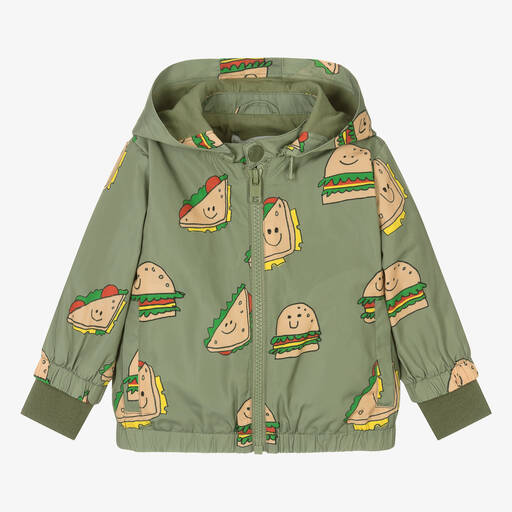 Stella McCartney Kids-Куртка цвета хаки с принтом и капюшоном | Childrensalon Outlet