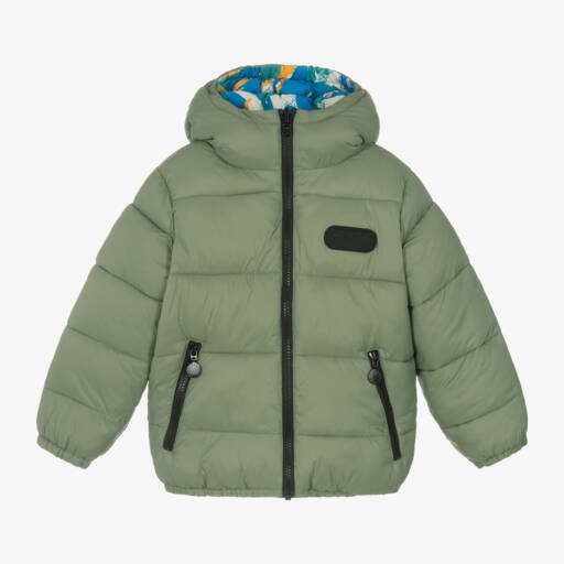 Stella McCartney Kids-Boys Khaki Reversible Hooded Jacket | Childrensalon Outlet