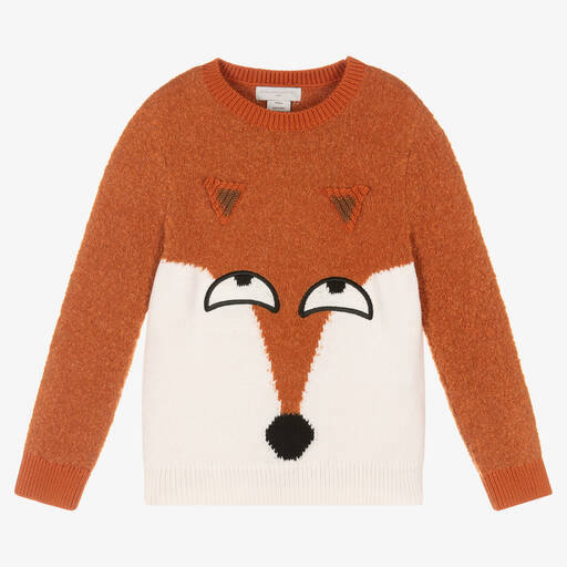 Stella McCartney Kids-Boys Orange Knitted Fox Sweater | Childrensalon Outlet