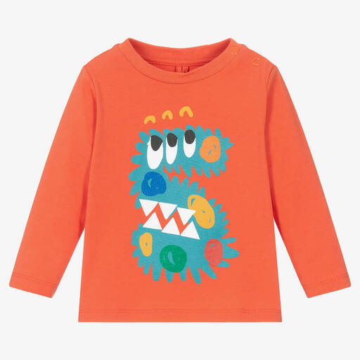 Stella McCartney Kids-Boys Orange Monster Organic Cotton Top | Childrensalon Outlet