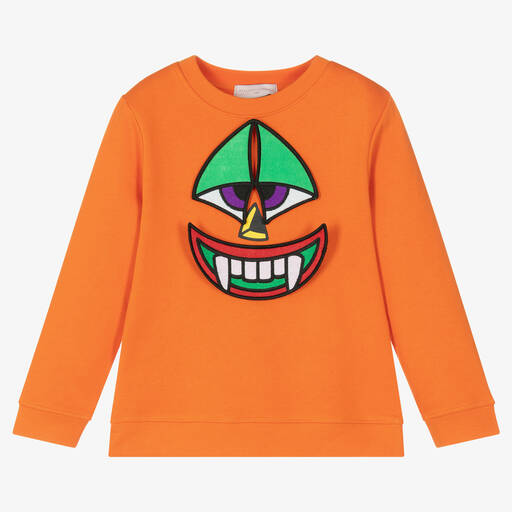 Stella McCartney Kids-Boys Orange Pumpkin Sweatshirt | Childrensalon Outlet