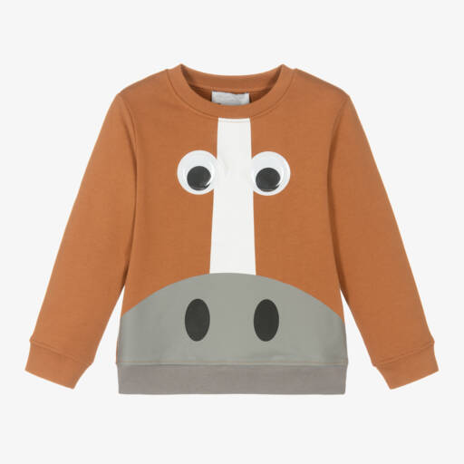 Stella McCartney Kids-سويتشيرت قطن عضوي لون بني للأولاد | Childrensalon Outlet