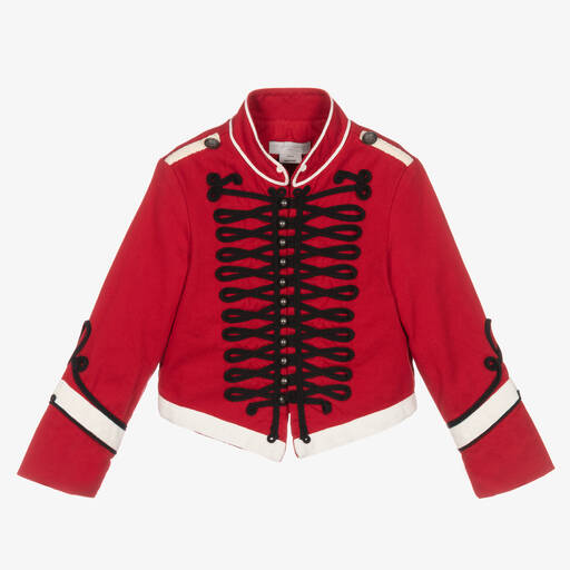 Stella McCartney Kids-Boys Red Organic Cotton Military Jacket | Childrensalon Outlet