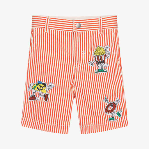 Stella McCartney Kids-Boys Red & White Striped Cotton Shorts | Childrensalon Outlet